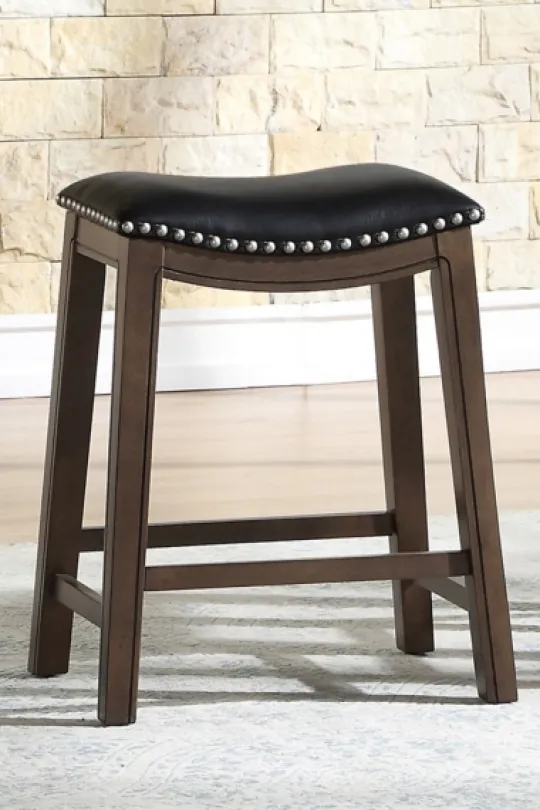 Kirkland's Home Ella Saddle Counter Stool With Nailhead Trim- Bar Stools & Counter Height Stools