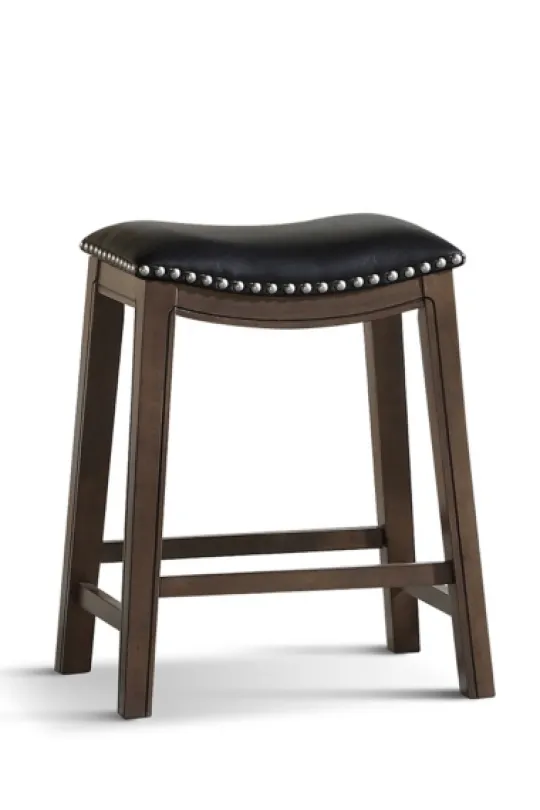 Kirkland's Home Ella Saddle Counter Stool With Nailhead Trim- Bar Stools & Counter Height Stools