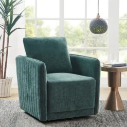 Kirkland's Home Emerald Textured Arm Swivel Accent Chair- Accent Chairs