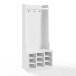 Kirkland's Home Emily White Wood Storage Cube Hall Tree- Entryway Furniture
