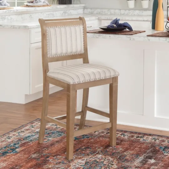 Kirkland's Home Emma Gray Counter Stool With Nailhead Trim- Bar Stools & Counter Height Stools