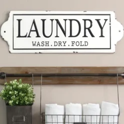 Kirkland's Home Enamel Laundry Wash Dry Fold Wall Plaque- Wall Quotes & Signs