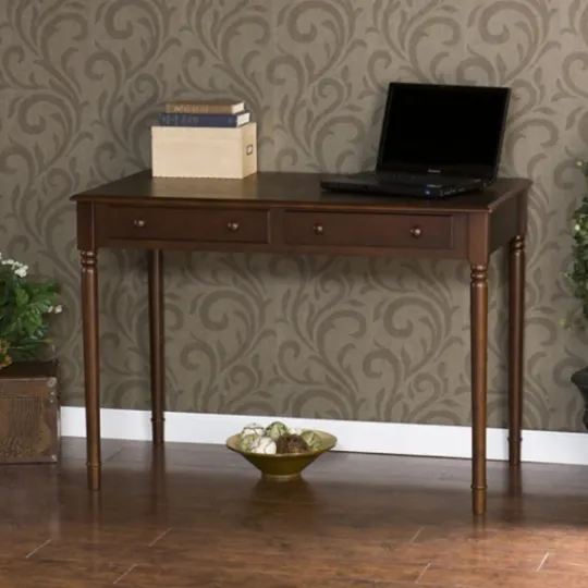 Kirkland's Home Espresso Classic 2-Drawer Wood Desk- Office Furniture