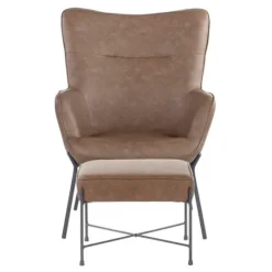 Kirkland's Home Espresso Faux Leather 2-Pc. Chair And Ottoman Set- Accent Chairs