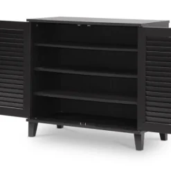 Kirkland's Home Espresso Shutter Door Wooden Cabinet- Cabinets & Sideboards