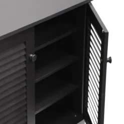 Kirkland's Home Espresso Shutter Door Wooden Cabinet- Cabinets & Sideboards