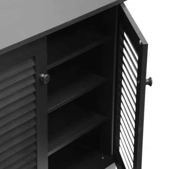 Kirkland's Home Espresso Shutter Door Wooden Cabinet- Cabinets & Sideboards