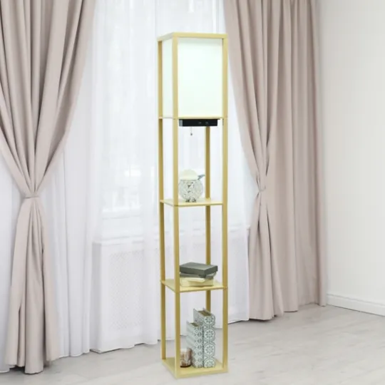 Kirkland's Home Etagere Shelf Charging Floor Lamp- Floor Lamps