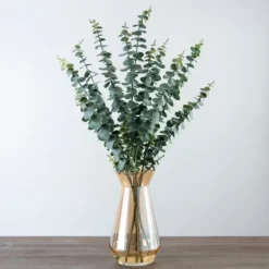 Kirkland's Home Eucalyptus And Amber Glass Vase Arrangement- Arrangements & Greenery