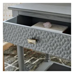 Kirkland's Home Evelina Textured Single Drawer Accent Table- Accent & End Tables