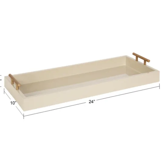 Kirkland's Home Evelyn Cream Narrow Decorative Tray- Decorative Trays