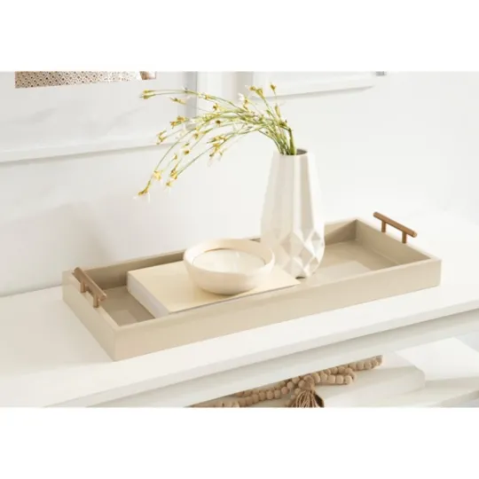 Kirkland's Home Evelyn Cream Narrow Decorative Tray- Decorative Trays