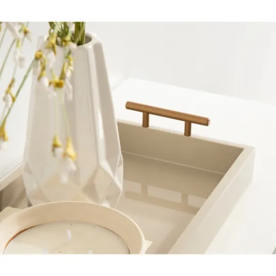 Kirkland's Home Evelyn Cream Narrow Decorative Tray- Decorative Trays