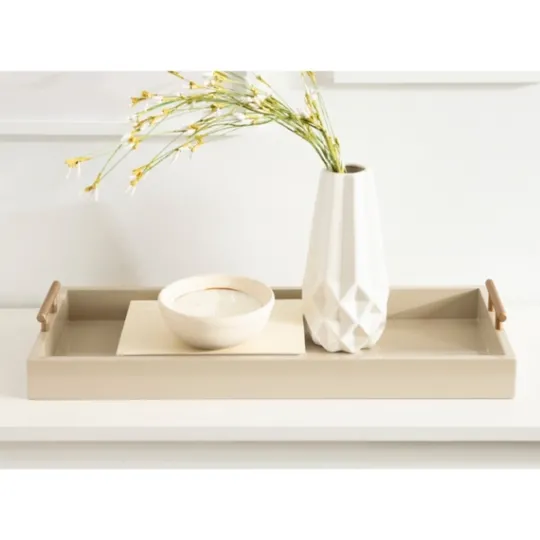 Kirkland's Home Evelyn Cream Narrow Decorative Tray- Decorative Trays