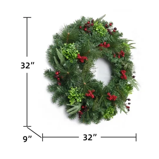 Kirkland's Home Evergreen And Red Berries Winter Mix Wreath- Wreaths