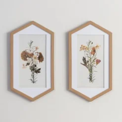 Kirkland's Home Fall Floral Hexagon Framed Art Prints, Set Of 2- Framed Art