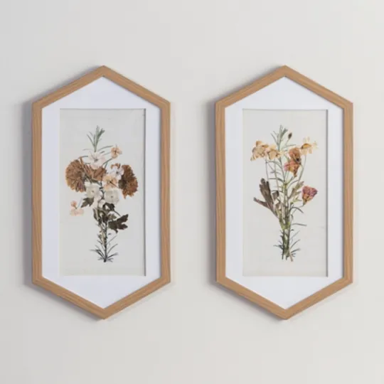 Kirkland's Home Fall Floral Hexagon Framed Art Prints, Set Of 2- Framed Art
