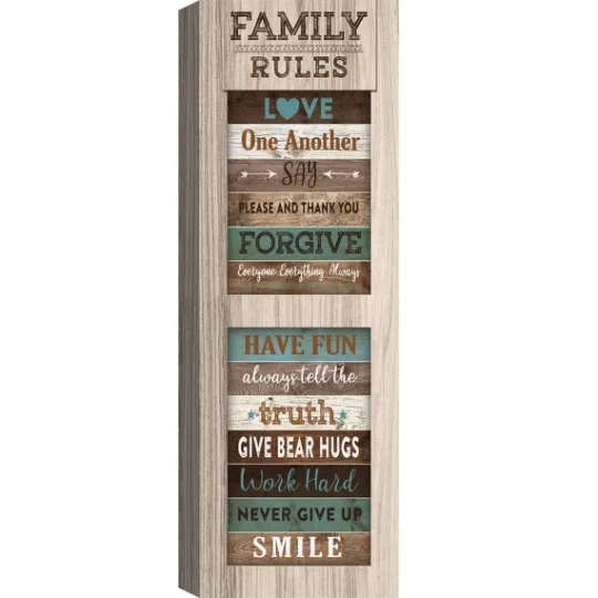 Kirkland's Home Family Rules Shutter Canvas Art Print- Wall Quotes & Signs
