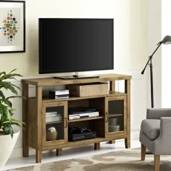 Kirkland's Home Farmhouse Highboy Natural Tv Stand- Tv Stands & Media Consoles