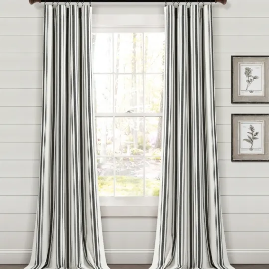 Kirkland's Home Farmhouse Stripe Curtain Panel Set, 84 In.- Curtains & Drapes