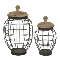 Kirkland's Home Farmhouse Wire Frame 2-Pc. Decorative Jar Set- Decorative Bowls & Jars