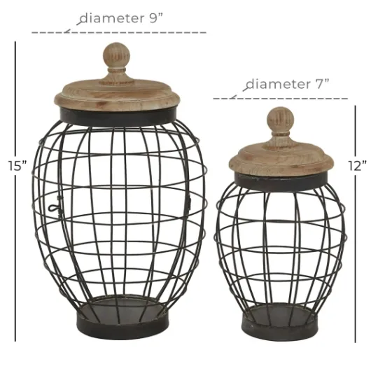 Kirkland's Home Farmhouse Wire Frame 2-Pc. Decorative Jar Set- Decorative Bowls & Jars