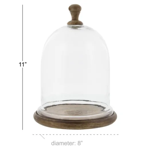 Kirkland's Home Farmhouse Wood And Glass Dome Cloche, 11 In.- Decorative Accents