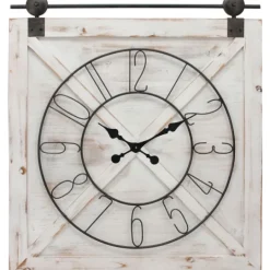 Kirkland's Home Farmstead Wooden Barn Door Clock- Clocks