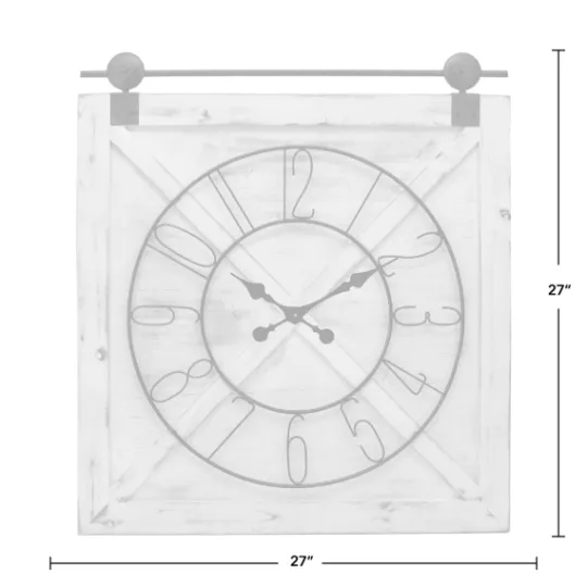 Kirkland's Home Farmstead Wooden Barn Door Clock- Clocks