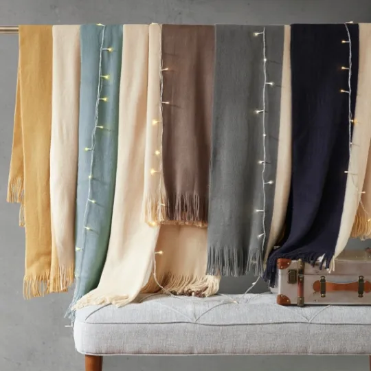 Kirkland's Home Faux Cashmere Color Block Throw Blanket- Blankets & Throws