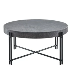 Kirkland's Home Faux Concrete And Metal Base Coffee Table- Coffee Tables
