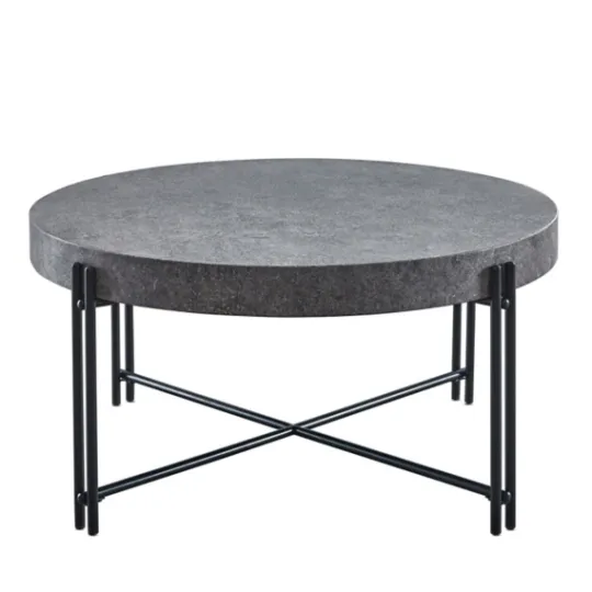 Kirkland's Home Faux Concrete And Metal Base Coffee Table- Coffee Tables