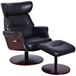 Kirkland's Home Faux Leather Accent Chair With Ottoman- Accent Chairs