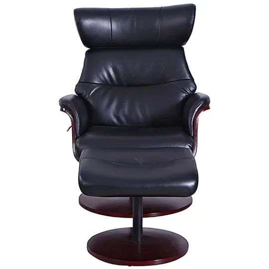 Kirkland's Home Faux Leather Accent Chair With Ottoman- Accent Chairs