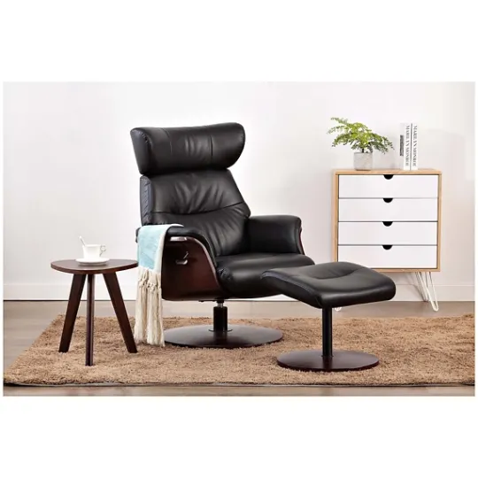 Kirkland's Home Faux Leather Accent Chair With Ottoman- Accent Chairs