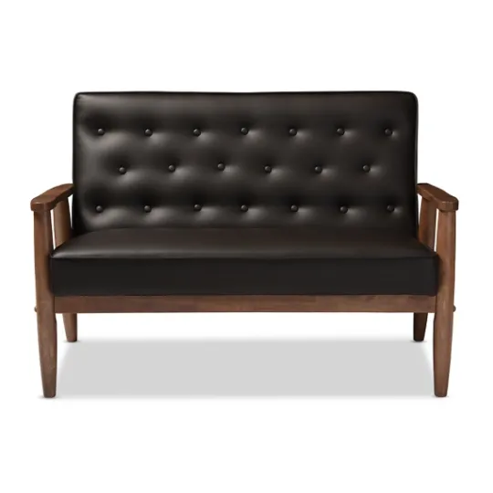 Kirkland's Home Faux Leather And Rubberwood Loveseat, 49 In.- Sofas & Loveseats