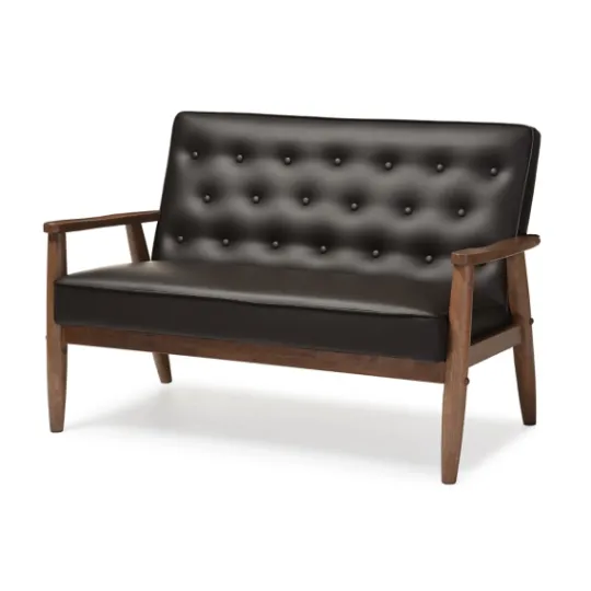 Kirkland's Home Faux Leather And Rubberwood Loveseat, 49 In.- Sofas & Loveseats