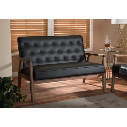 Kirkland's Home Faux Leather And Rubberwood Loveseat, 49 In.- Sofas & Loveseats