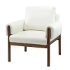 Kirkland's Home Faux Leather And Wood Accent Chair- Accent Chairs