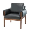 Kirkland's Home Faux Leather And Wood Accent Chair- Accent Chairs