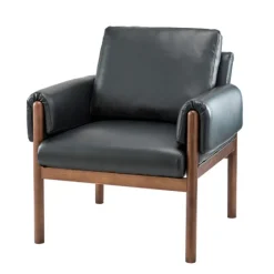 Kirkland's Home Faux Leather And Wood Accent Chair- Accent Chairs