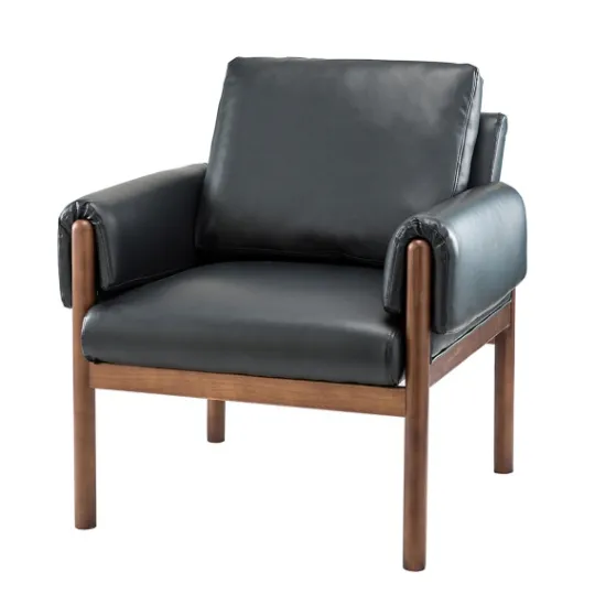 Kirkland's Home Faux Leather And Wood Accent Chair- Accent Chairs