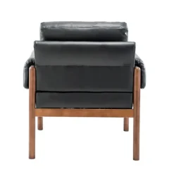 Kirkland's Home Faux Leather And Wood Accent Chair- Accent Chairs