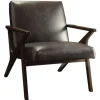 Kirkland's Home Faux Leather And Wood Accent Chair- Accent Chairs
