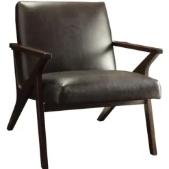 Kirkland's Home Faux Leather And Wood Accent Chair- Accent Chairs