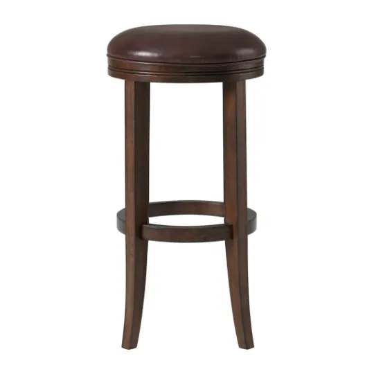 Kirkland's Home Faux Leather And Wood Bar Stool- Bar Stools & Counter Height Stools