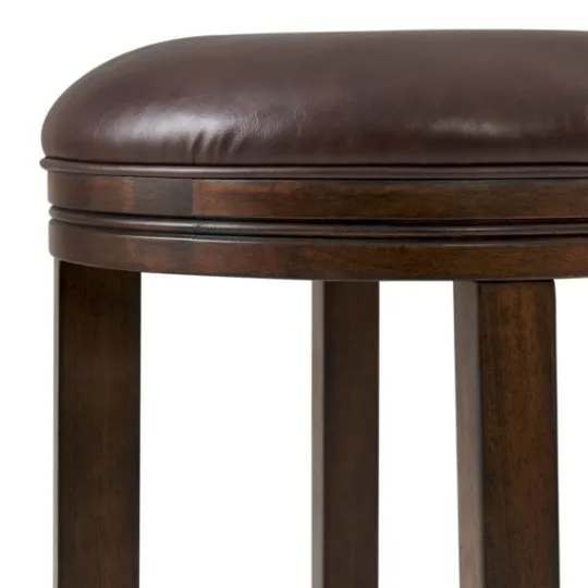 Kirkland's Home Faux Leather And Wood Bar Stool- Bar Stools & Counter Height Stools
