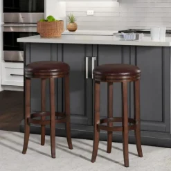 Kirkland's Home Faux Leather Bar Stools, Set Of 2- Bar Stools & Counter Height Stools