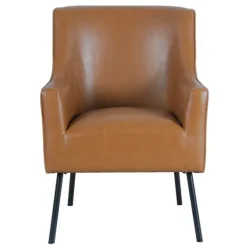 Kirkland's Home Faux Leather Black Legs Accent Chair- Accent Chairs