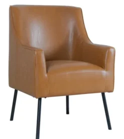 Kirkland's Home Faux Leather Black Legs Accent Chair- Accent Chairs